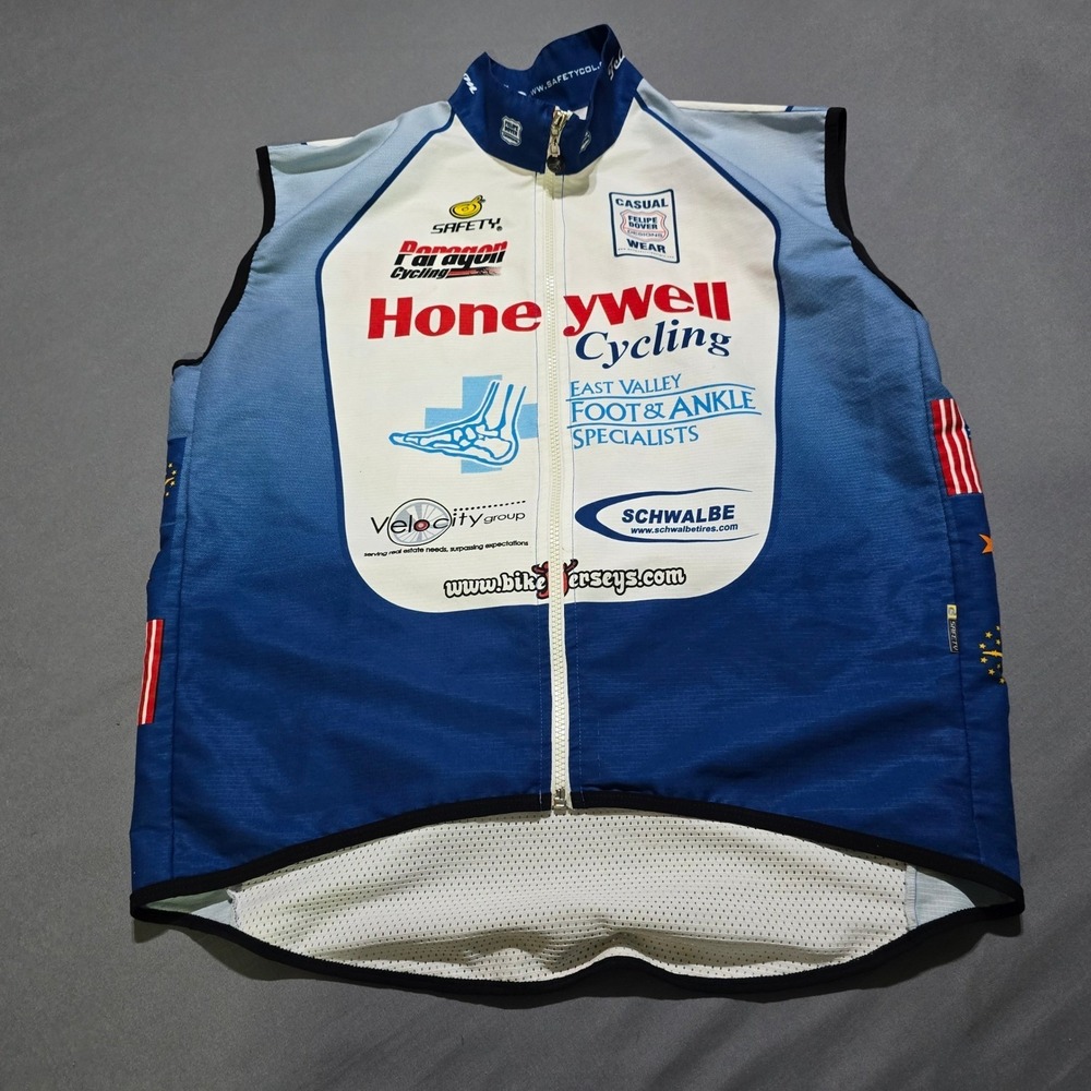 Safety Honeywell Cycling Vest Mens Large Blue Zip Sleeveless Bike Jersey